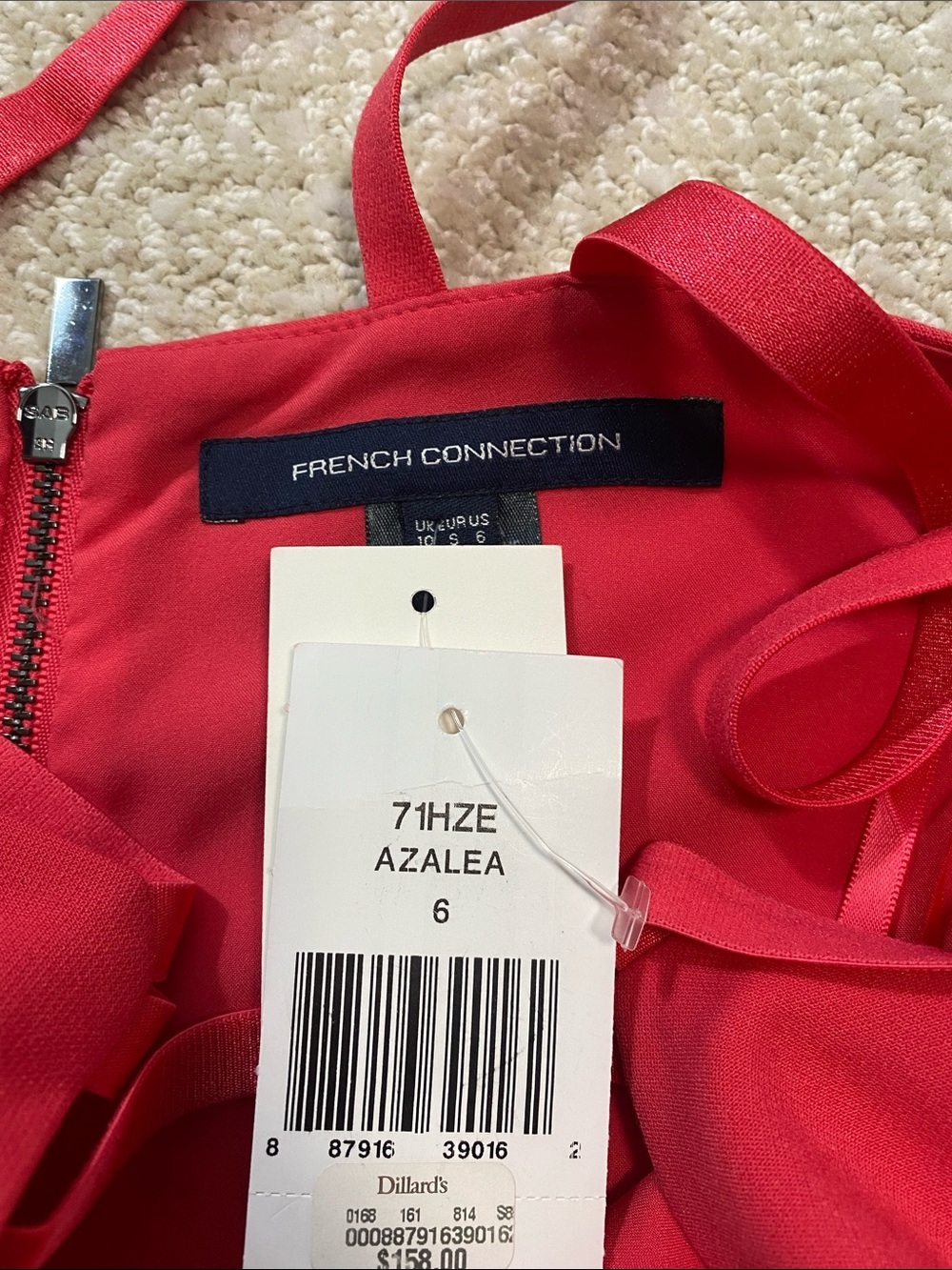 French Connection Hot Pink Double-Strap Fit-and-Flare Mini Dress Size 6 - Picture 9 of 15